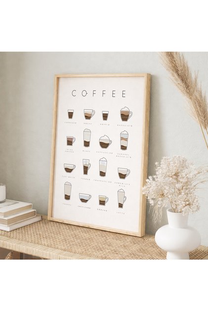 ESPRESSO KAHVE TEMALI ÇERÇEVE GÖRÜNÜMLÜ MUTFAK BE KAHVE KÖŞESİ İÇİN UYGUN MDF TABLO- 77