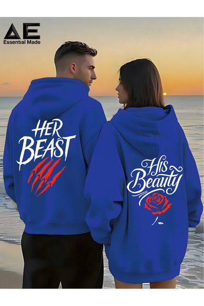 Couple Combination 1Pc Women's Model Valentine's Day Printed Comfortable Fit Hooded Sweatshirt