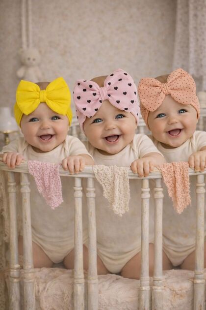 3-Piece Baby Girl Stylish Hair Band with Bow/Baby Girl Bandana/Baby Girl Hair Band/0-12 Months Hair Band