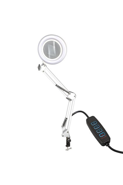 Acrobat Movable, 3 Diopter, Magnifying Led Lighted Desk Work Lamp, with Clamp, Foldable,