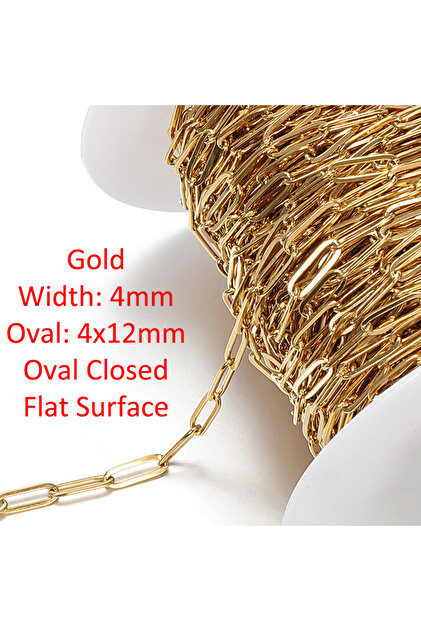 2Meters Width 4mm Gold 2Meters Stainless Steel Gold Chains for Necklace Bracelet Choker