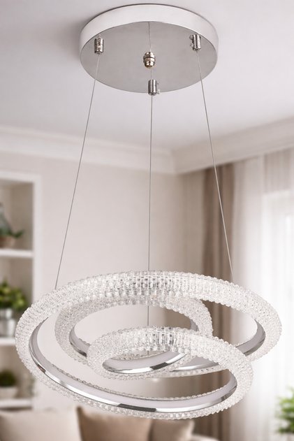 Lina Krom LED Sarkıt Avize – Modern Halka Tasarım