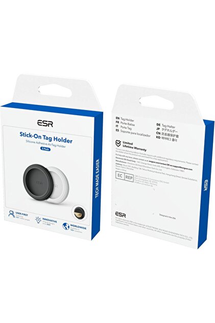 Keychain for AirTag Tracker (2021) Pack of 2, White + Black (Silicone)