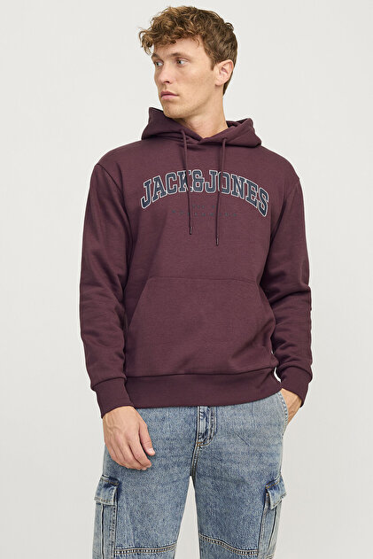 Jack & Jones Caleb Varsity Erkek Bordo Sweatshirt (12256521-VW