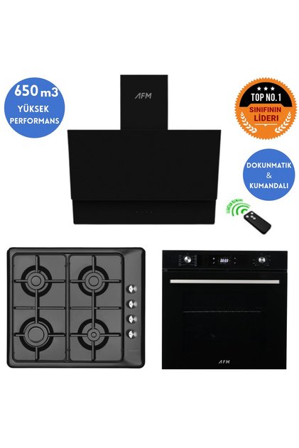 ve AFM TECH Markalı /Blackons Turbolu Siyah Ankastre Set ( 31 222 + FM7700 + FM3400 )