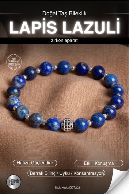 Certified Lapis Lazuli Natural Stone Zircon Apparatus Bracelet Odt202