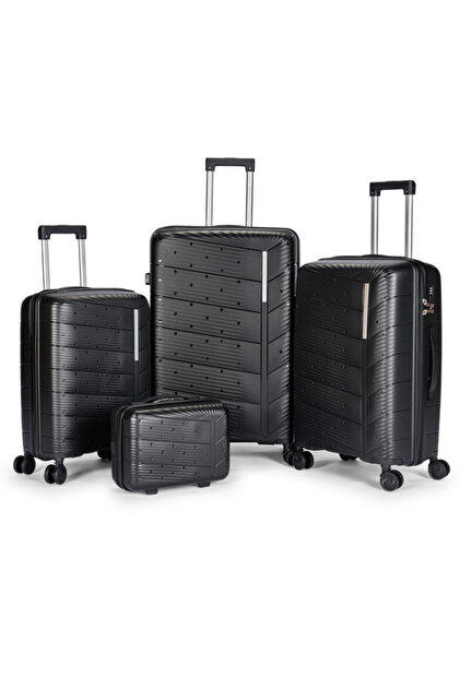 4-piece wheeled luggage set – high-durability polypropylene construction and smooth travel movement