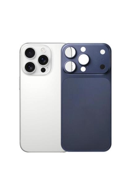 Folie spate, protecție cu aspect de iPhone 17 Pro Max, pentru iPhone 16 Pro Max, oleofobă, albastră