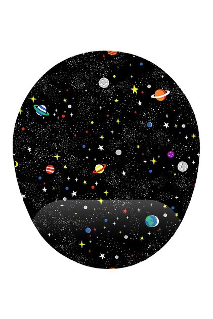 Uzay ve Gezegen Desenli Bilek Destekli Mouse Pad Ergonomik Kaymaz Taban Mousepad Fare Altlığı