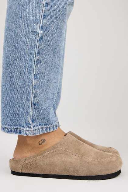 Γυναικείες παντόφλες Nitsa από γνήσιο δέρμα Flat Sabo Mink