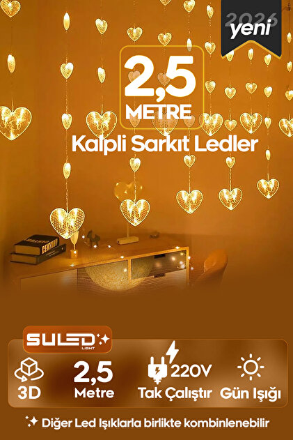 Kalpli Sarkıtlar 2,5 Metre 220V Gün Işığı Dekoratif Perde, Cam, Oda Süsleme Led Işıkları