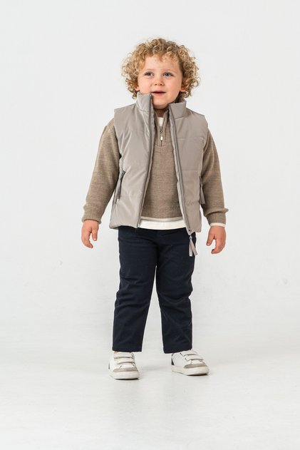 Gray 4-Piece Knitwear (Pants; T-Shirt; Sweater; Vest) Festive Boys' Set-Lucy 2485