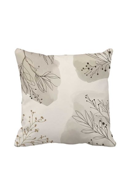 Double-Sided Minimal Design Floral Pattern 43X43 cm - Modern Throw Pillow Cover with Zipper