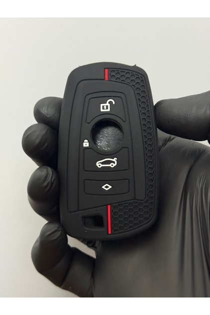 Bmw F30 F32 F10 F20 Compatible 4-Button Honeycomb Pattern Key Fob Protector Cover - Black Red