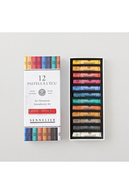 画材 Sennelier extra soft pastels a lecu 50 Sennelier Yumuşak Extra Soft Toz Pastel Boya 12'li Tam Çubuk Seti