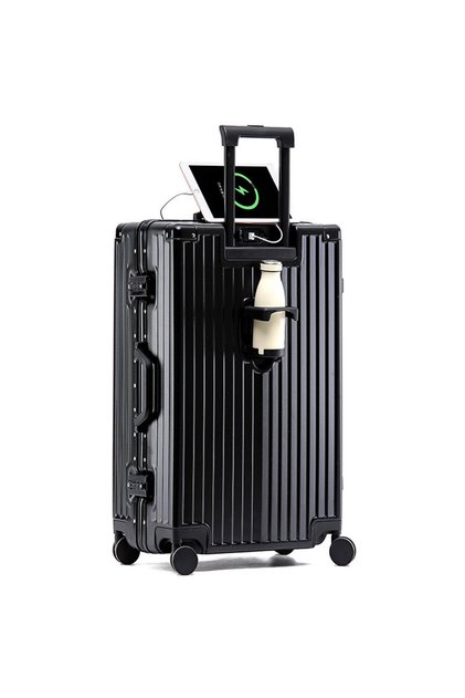 Cărucior manual pentru cabina avionului, inserții din aluminiu cu suport pentru pahare și port de încărcare USB, 54x36x24