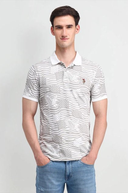 Mens Slim Fit Printed Polo Shirt