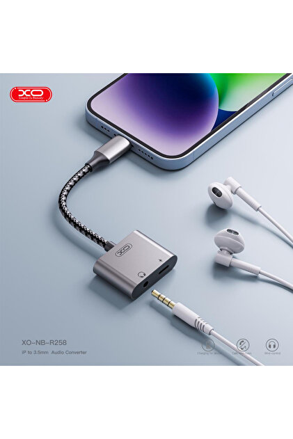 Xo Lightning to 3.5mm Aux ve Şarj Girişli 2 in 1 iPhone Kulaklık