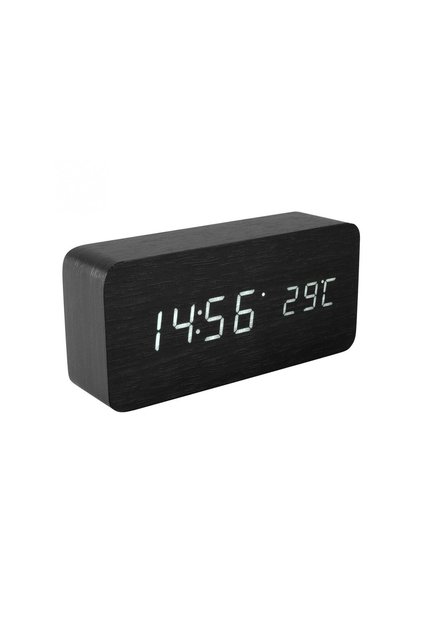 Ceas de masa digital cu LED, lemn, alarma