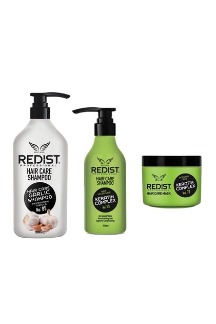 Pachet Redist: Sampon cu usturoi 1000 ml, Sampon cu Keratina 500 ml si Masca cu Keratina 475 ml pentru crestere, regenerare si volum