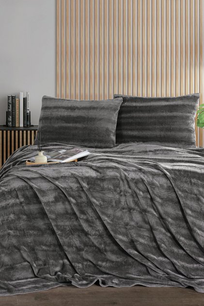 Zebracasa Cozy Single Anthracite Blanket Set