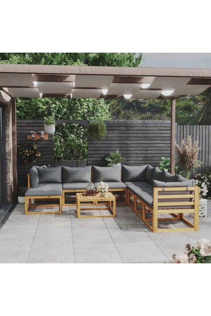 9 Piece Garden Lounge Set with Cushion Solid Acacia Wood