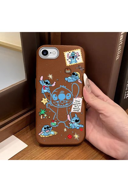 iPhone 7/8/Se 2020 2022 Compatible Brown Leather Textured Silicone Protects Camera Shock Absorbing Case Stitch