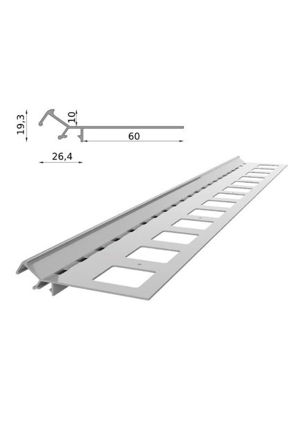 Profil scară V LED Gri RAL 7037 sub covor Stone