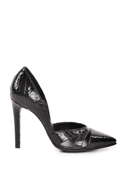 Pantofi stiletto piele naturala Negru Cut Out Glow