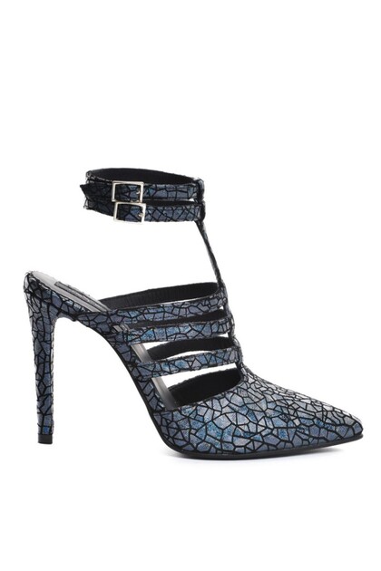 Pantofi stiletto piele naturala Bleumarin Multi Strap