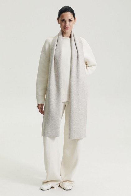 A.Beige Cashmere Blend Women's Knitwear Scarf