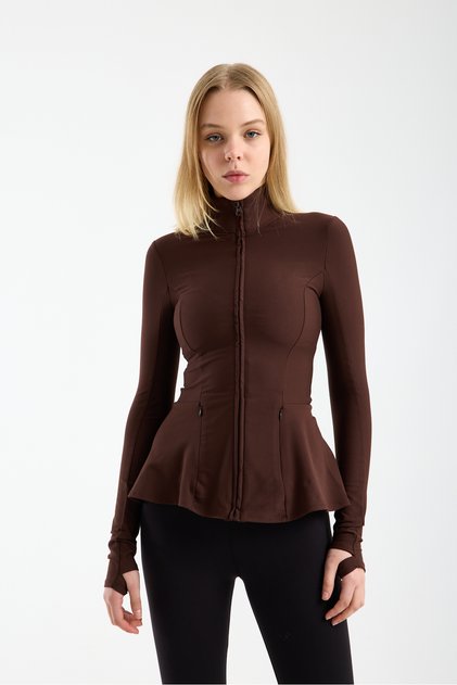 Peplum Cut Hijab Sports Jacket – Zippered & Finger-Looped