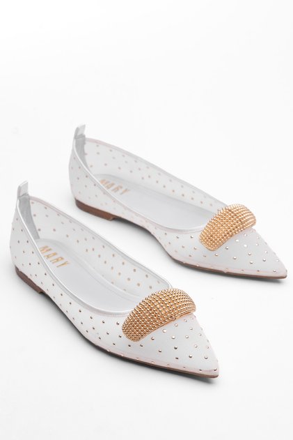 White Evening Dress Shoes Women's Evening Dress Ballerina Shoes Special Occasion Shoes Comfortable and Stylish Ballerina Shoes