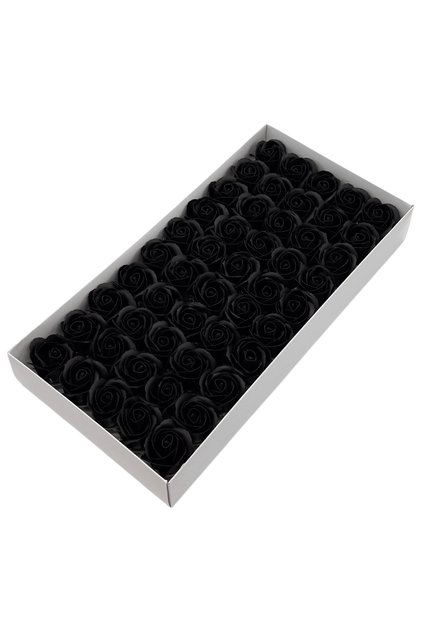 Set 50 trandafiri sapun parfumati, atingere reala, negru