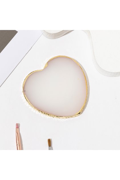 Kalp Şekli Nail Art Ve Tırnak Paleti, Oje Ve Boya Karıştırma Paleti Reçine Palet - Beyaz