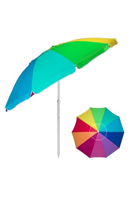 Umbrela Plaja Anti Vant Colorata cu Inele & Cadru Metalic - Ø2.25m