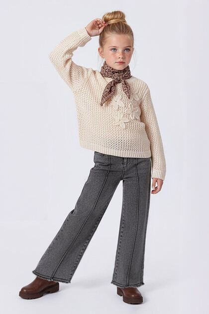 My Little One's Cicileri Mesh Knitwear Detailed Leopard Scarf 4-Piece Set - Cream