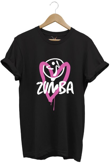 Zumba Fitness Kalp Printed 100% Cotton Regular Fit Crew Neck T-Shirt