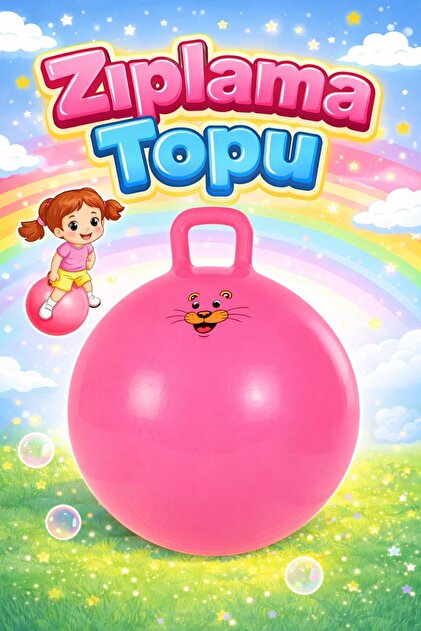 HAK İŞ OYUNCAK Pembe Kanguru Zıplama Topu - Çocuk Pilates Topu (45