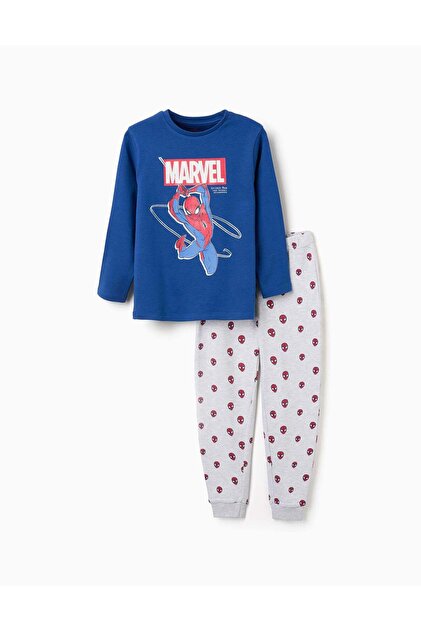 Long sleeve glow-in-the-dark pyjamas with Spider-Man for boys, blue/grey
