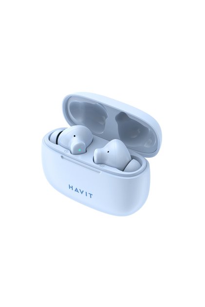 Căști TW967, Bluetooth 5.1, TWS, In-Ear, Control tactil, Albastru deschis