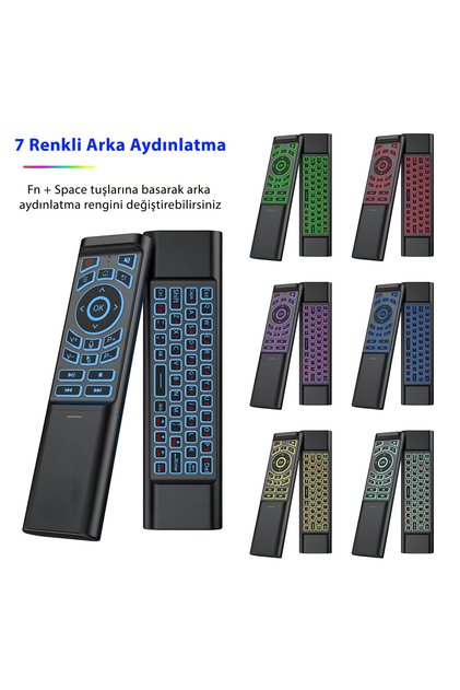M3 Akıllı Kumanda – Air Mouse & Kablosuz Klavye, 6 Eksenli Jiroskop, IR Öğrenme, Bluetooth & 2.4 GHz