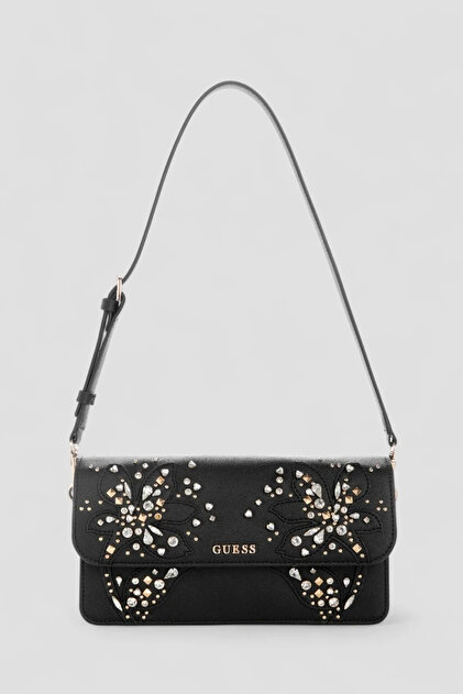 Guess Sadie Kapaklı Omuz Kadın Siyah Omuz Çantası HWEB8118190-BLA
