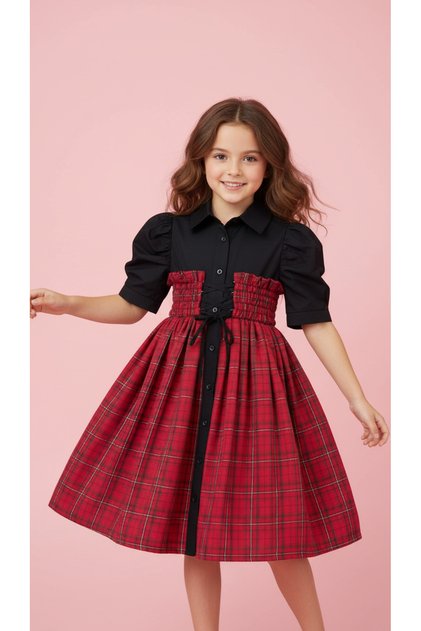 Plaid Girl's Red Special Occasion Dress