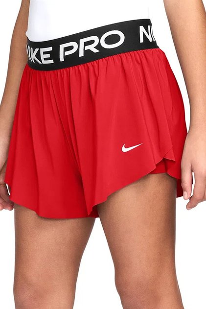 Pro Dri Fit Older Kids' (Girls') 2in1 Shorts Kız Çocuk Taytlı Koşu Şortu Kırmızı