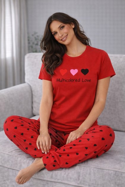 Single Jersey Short Sleeve Long Bottom Pajama Set