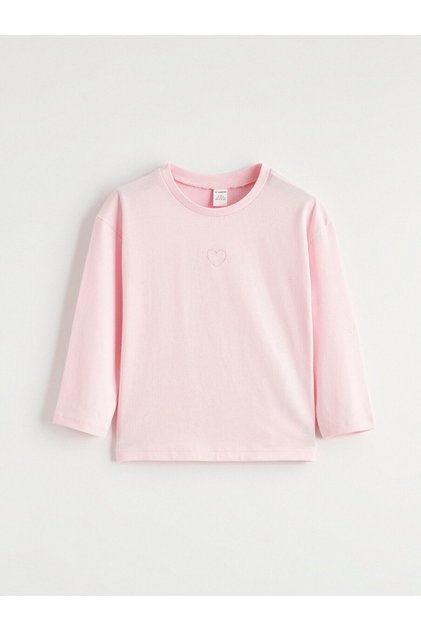 Gray Crew Neck Embroidered Girls' T-Shirt (S6)