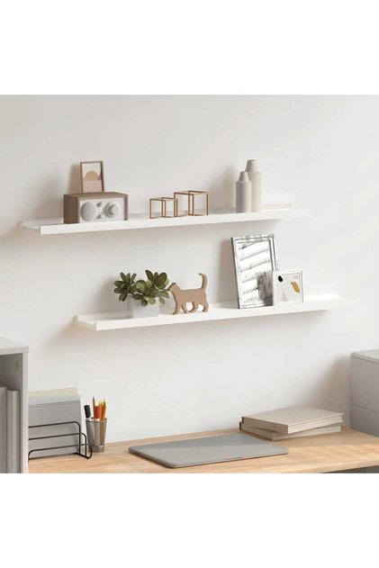 Picture Frame Ledge Shelves 2 pcs White 80x9x3 cm MDF