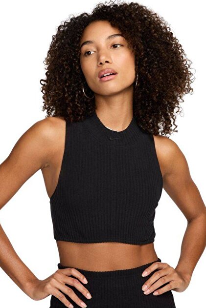 Nike Tight Fit Mock Neck Crop Tank Top Kadın Crop Dar Kesim Yüksek