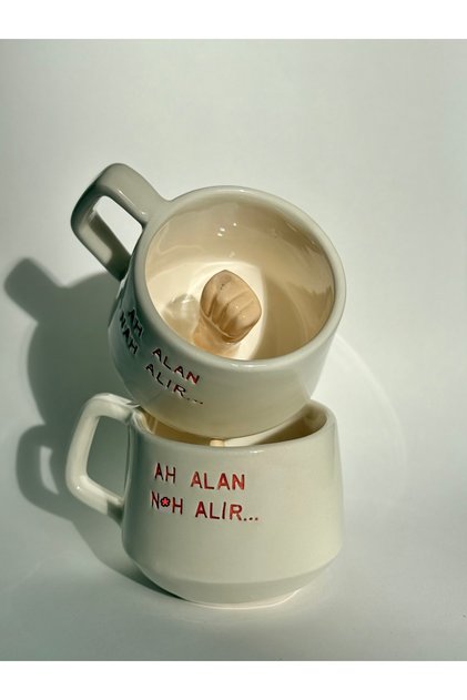 Ah Alan Eğlenceli Tasarım Seramik Kupa – El Yapımı Mizah Kupası - 250 ml -